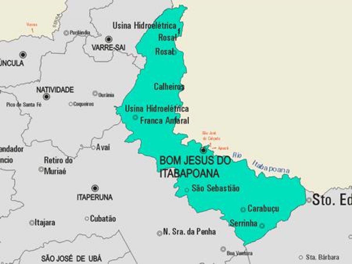 Kaart van die Bom Jesus doen Itabapoana munisipaliteit