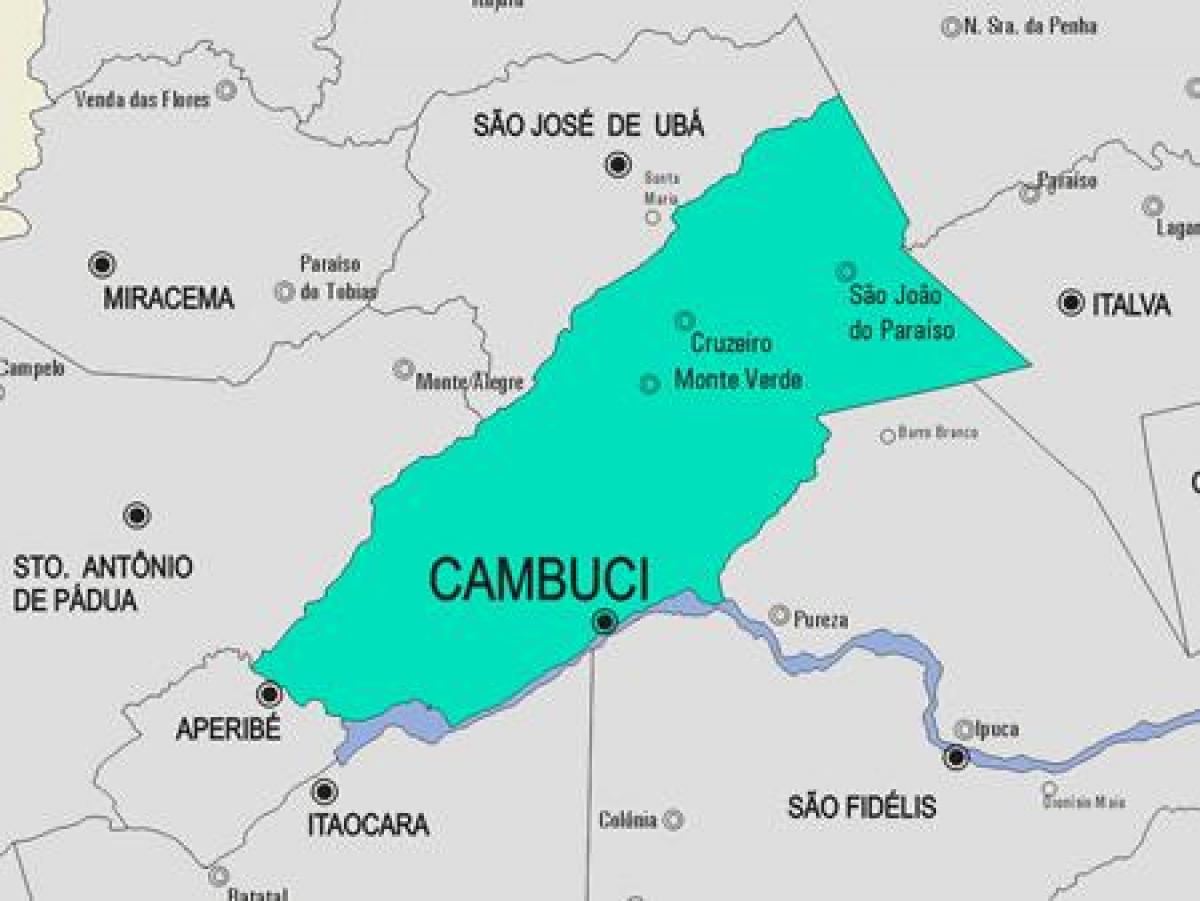 Kaart van Cambuci munisipaliteit