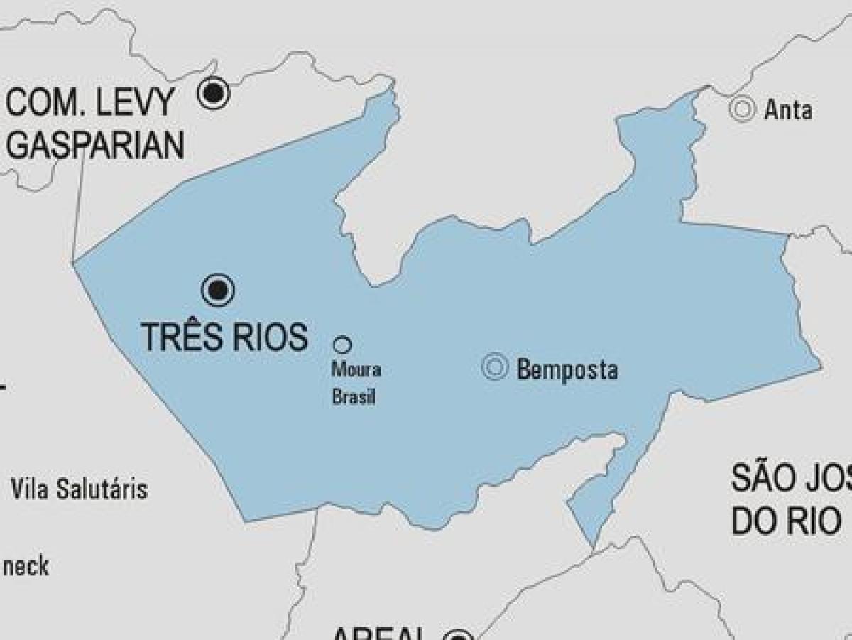 Kaart van Drie Rios munisipaliteit