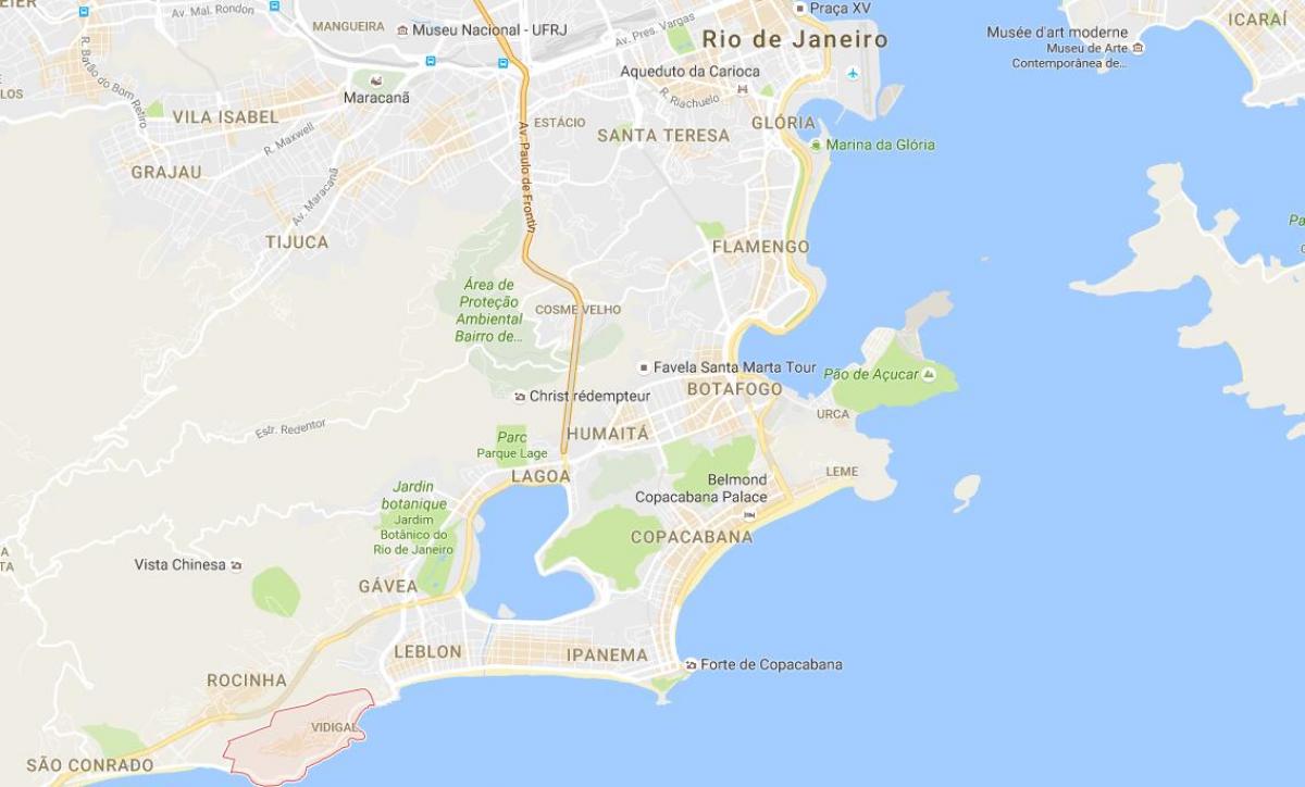 Kaart van favela Vidigal