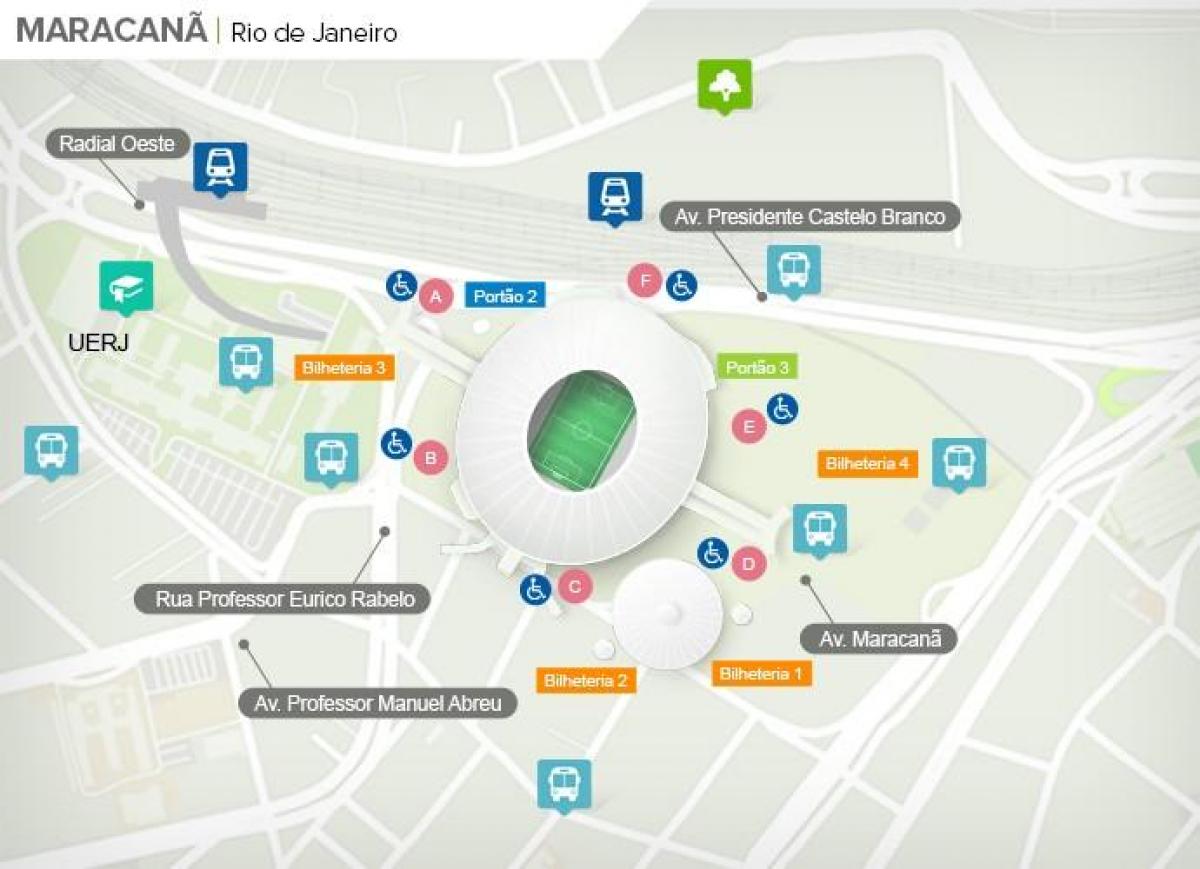 Kaart van die Maracanã-stadion accès