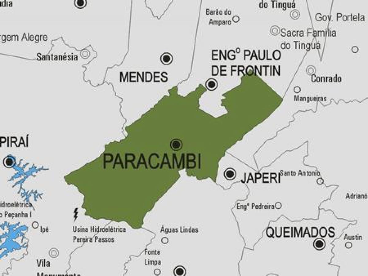 Kaart van Paracambi munisipaliteit