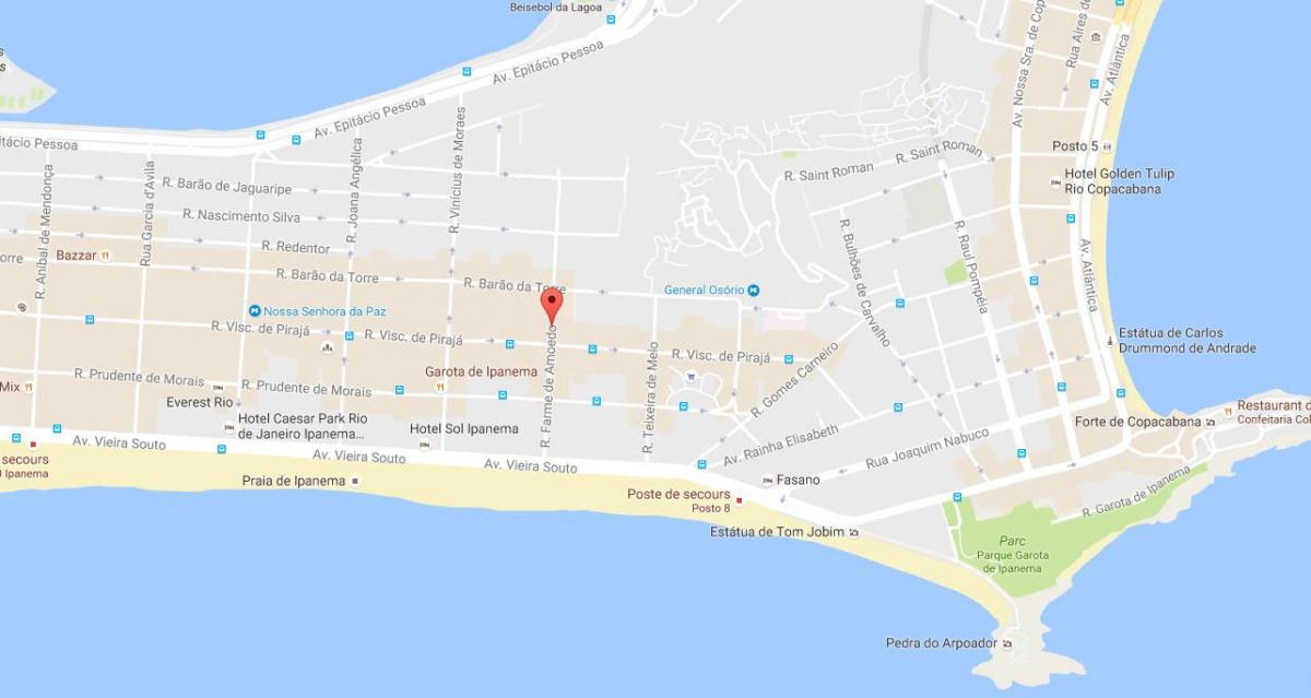 Kaart van die quartier gay Rio de Janeiro