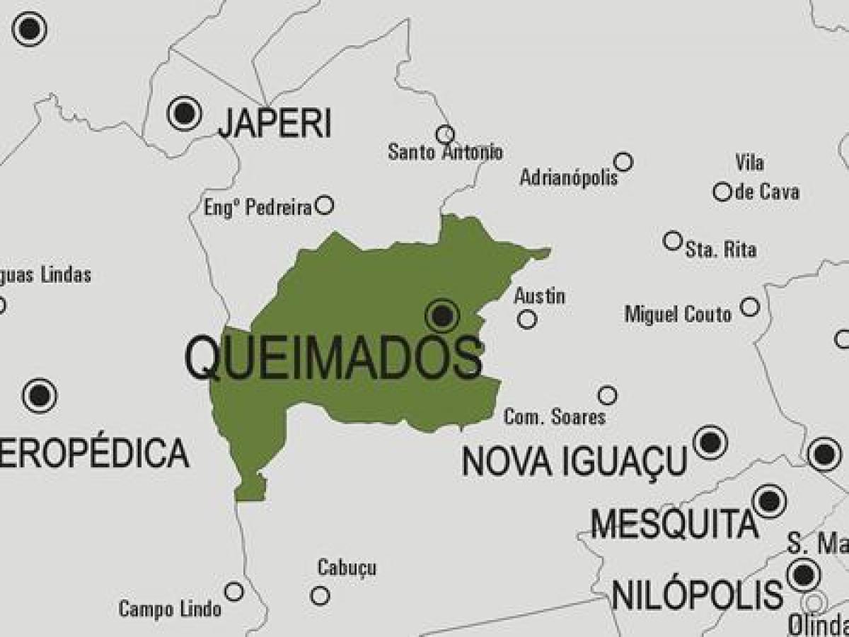 Kaart van Queimados munisipaliteit
