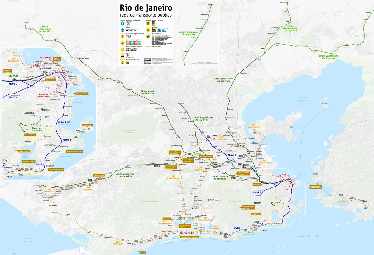 Kaart van Rio de Janeiro vervoer