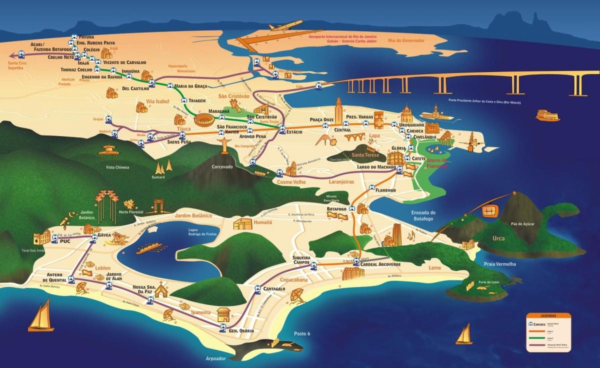 Kaart van Rio monumente