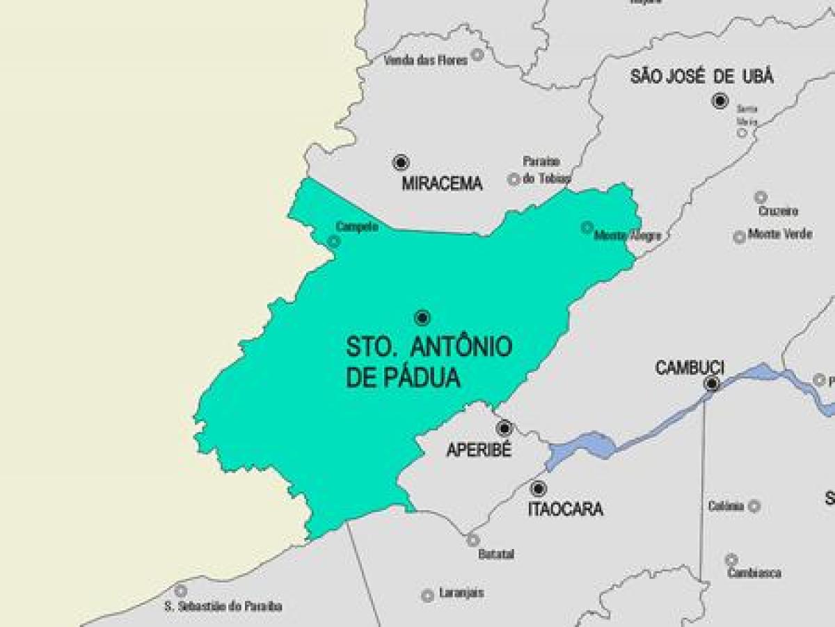 Kaart van Santo Antônio de Pádua munisipaliteit