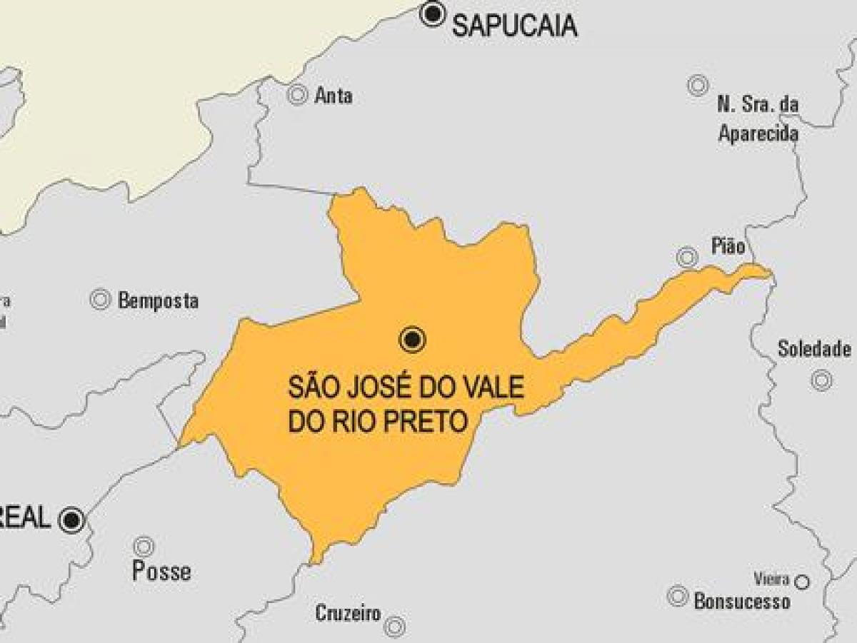 Kaart van Sao Jose doen Vale do Rio Preto munisipaliteit