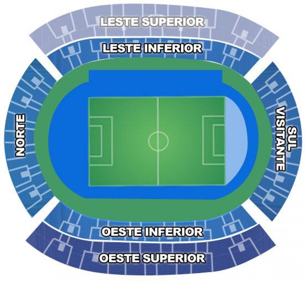 Kaart van die stadion Engenhão secteurs