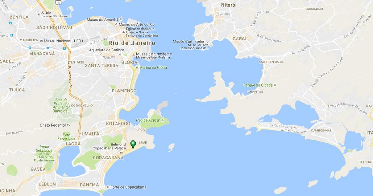 Kaart van Copacabana strand