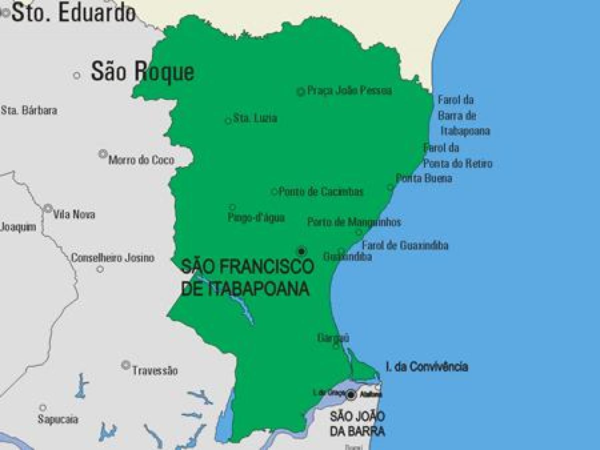 Kaart van São Fidélis munisipaliteit