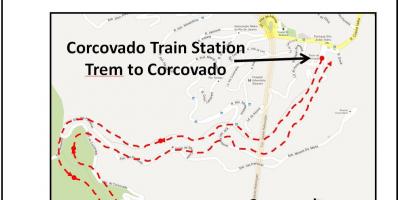 Kaart van die Corcovado trein
