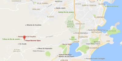 Kaart van die Tijuca nasionale park