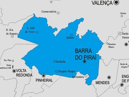 Kaart van Barra doen Piraí munisipaliteit
