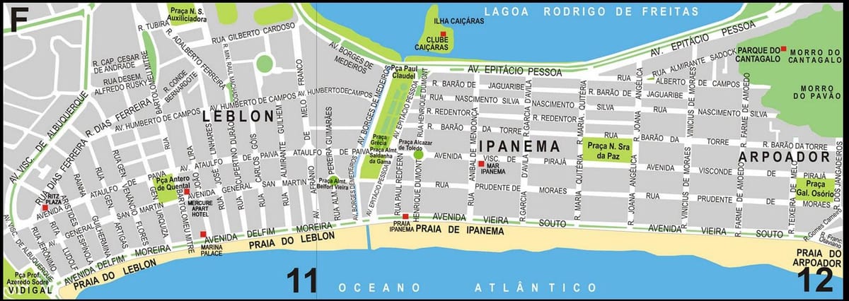Kaart van Ipanema strand