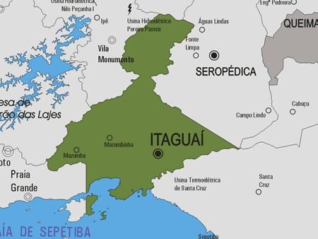Kaart van Itaguaí munisipaliteit