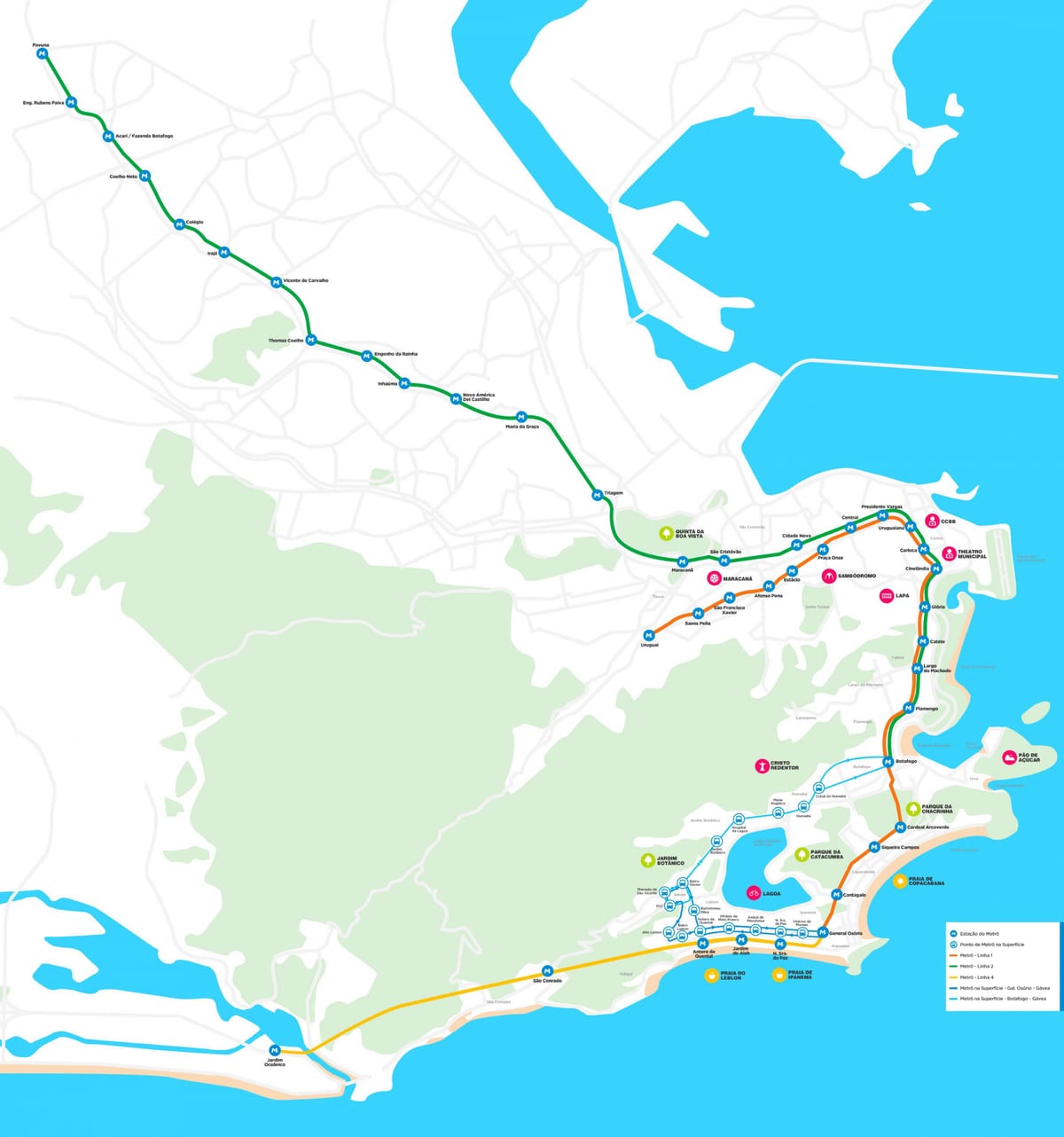 Kaart van métro Rio de Janeiro