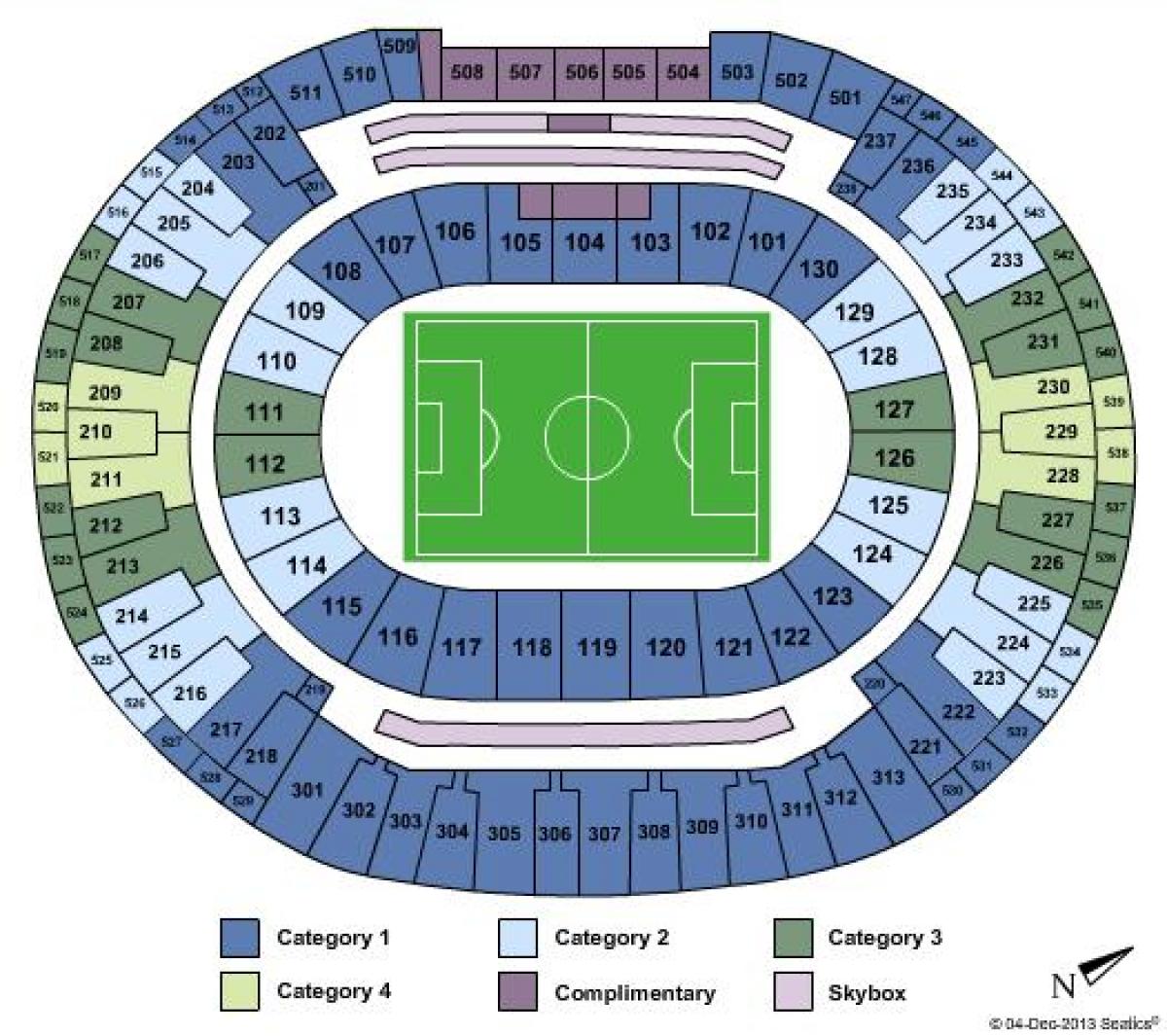 Kaart van die Maracanã-stadion sièges