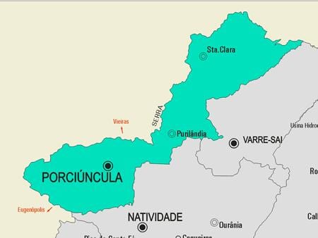 Kaart van Porciúncula munisipaliteit