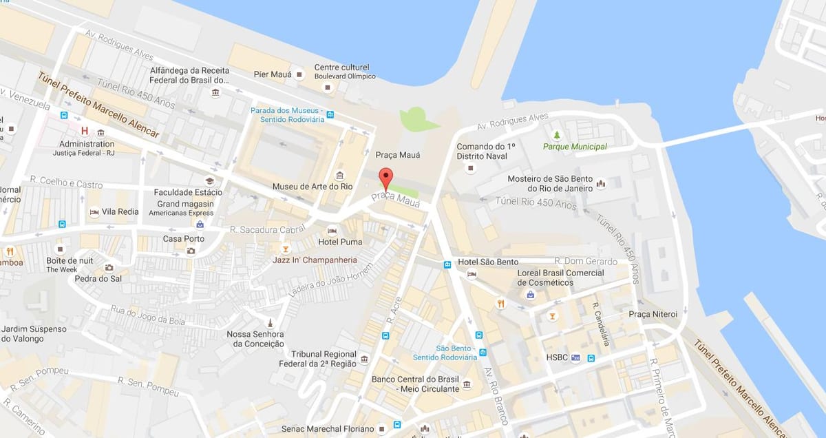Kaart van die Praça Mauá