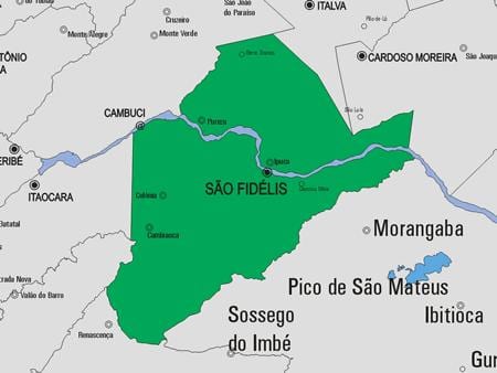 Kaart van die São Francisco de Itabapoana munisipaliteit