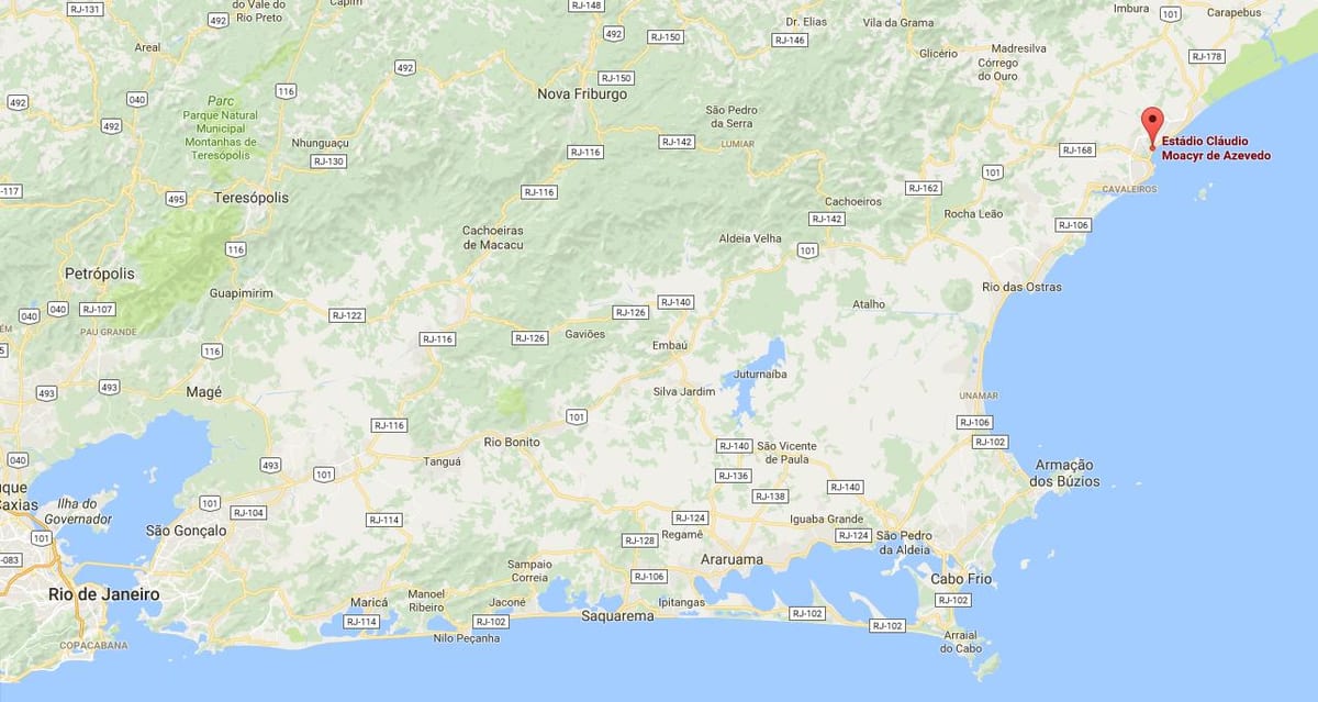 Kaart van die stadion Cláudio Moacyr de Azevedo