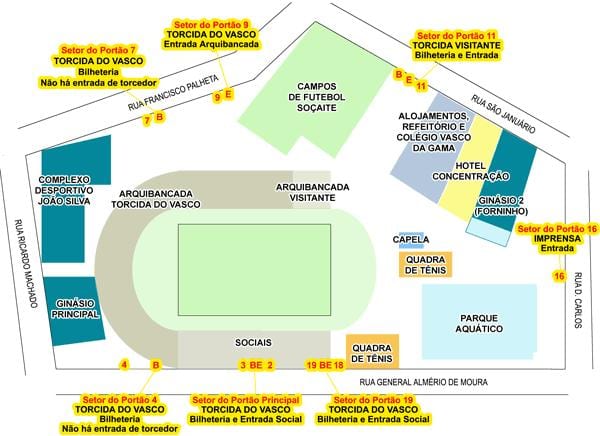 Kaart van die stadion São Januário