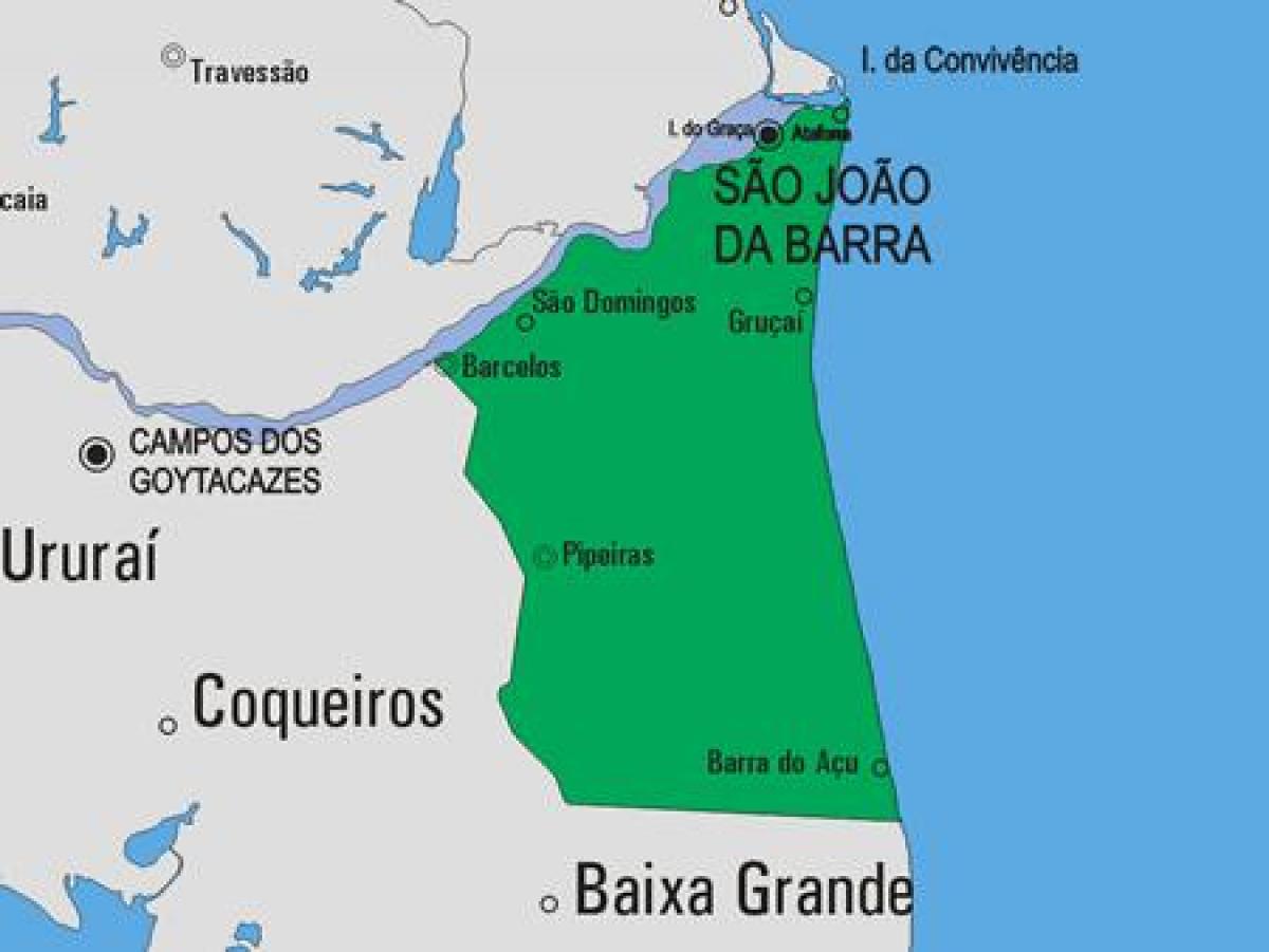 Kaart van São João da Barra munisipaliteit