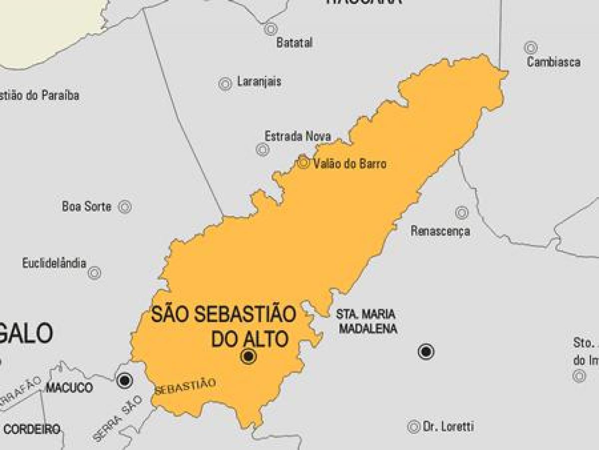 Kaart van São Sebastião doen Alto munisipaliteit