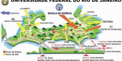 Kaart van die Federale universiteit van Rio de Janeiro