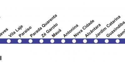 Kaart van Rio de Janeiro metro - Lyn 3 (blou)