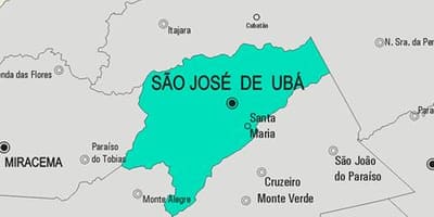 Kaart van São José de Ubá munisipaliteit