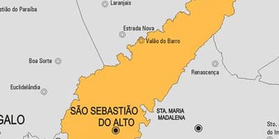 Kaart van São Sebastião doen Alto munisipaliteit