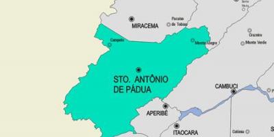 Kaart van Santo Antônio de Pádua munisipaliteit