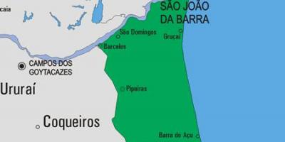 Kaart van São João da Barra munisipaliteit
